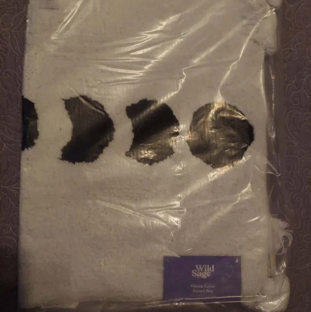 Vienna Lunar Phases of the Moon Accent Rug in White/Black Wild Sage BNWT SO